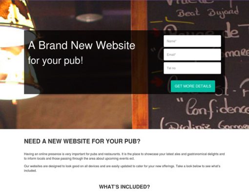 Pub Website Landing Page